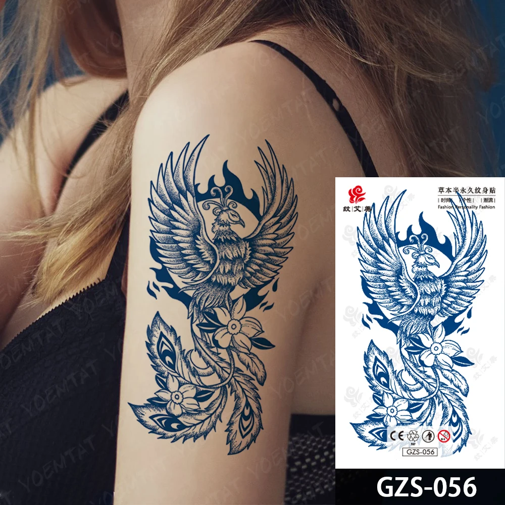 Tonējoša Ķīnas Dragon Phoenix Ūdensnecaurlaidīgus Pagaidu Tetovējumu Uzlīmes, Sula, Tinte, Kas Ilgst Tetovējums, Body Art Viltus Tatto Sievietes Vīrieši1