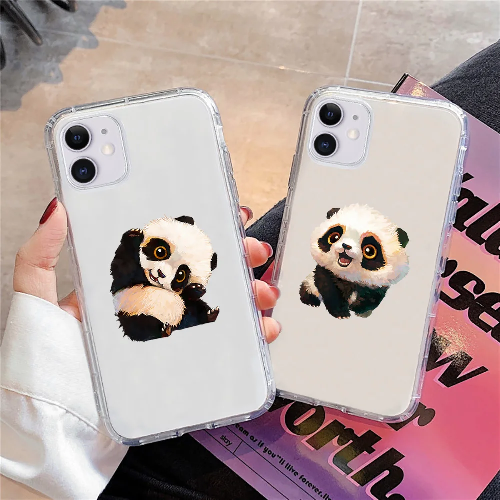 Gudrs Panda iPhone 11 Pro Max Lieta 13 12 X XS XR 6 7 8 Plus Luksusa Skaidrs Segtu Būtiska iPhone 11 Pro Gadījumā SE 2020. gadam Coque2