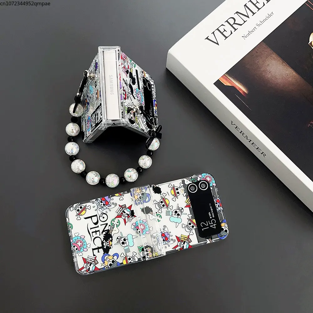 Jaunus Gabalus, Luffies Smalcinātāji ar Siksniņa Tālrunis Case for Samsung Galaxy Z Flip 3 Z Flip 4 Grūti PC Anti-kritums Aizmugurējo Vāciņu Būtiska5