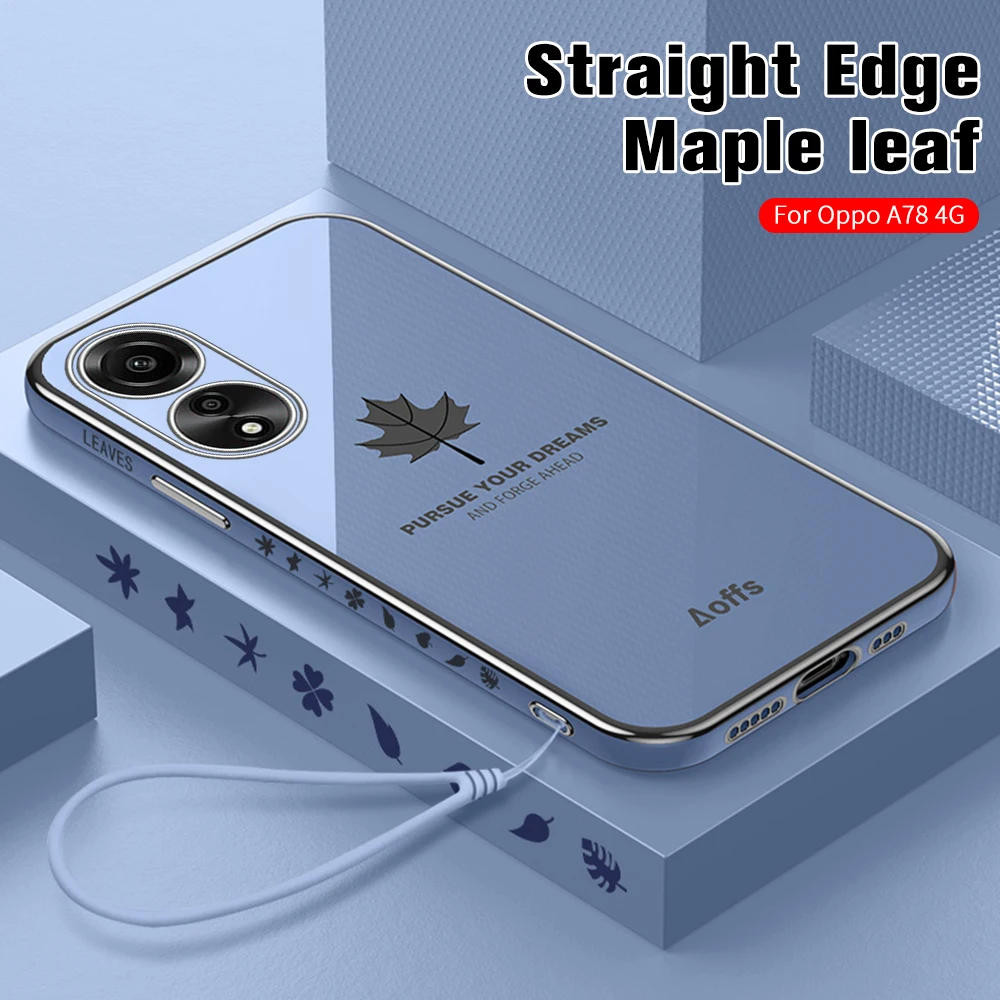 Par Oppo A78 4G Gadījumā, Maple Leaf Apšuvuma Silikona Vāciņu Atpakaļ Orro 78 78.A OppoA78 CPH2565 Kamera Triecienizturīgs Siksniņa Fundas Coque0