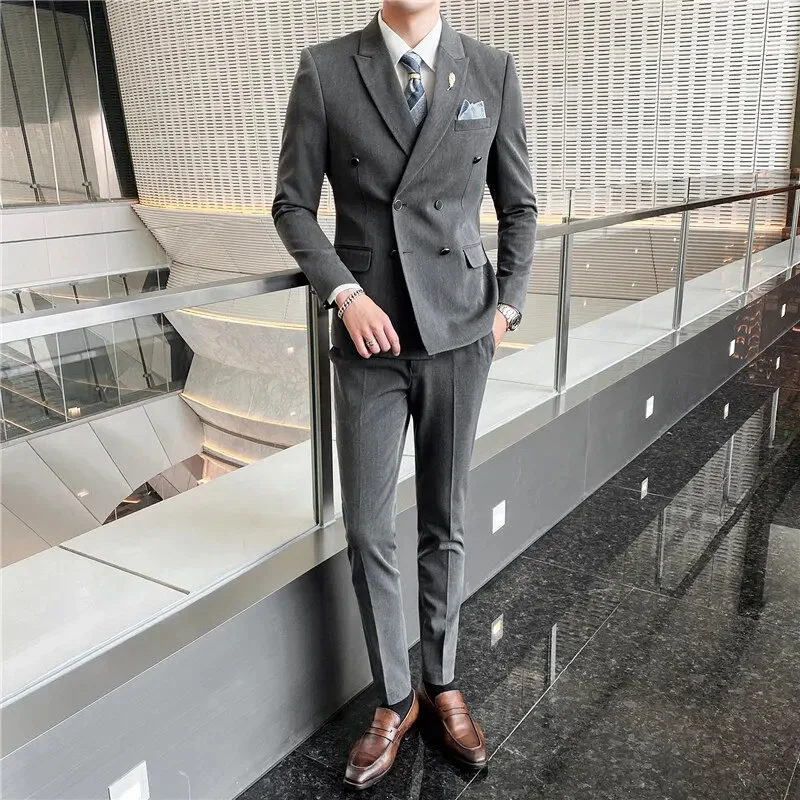 LIONJUMP Zīmola Ikdienas Tērps Vīriešu Trīs-gabalu korejiešu Versija Slim Līgavainis Kāzu Kleitu Moderns Britu Modes 2024. Gadam Komplekti0