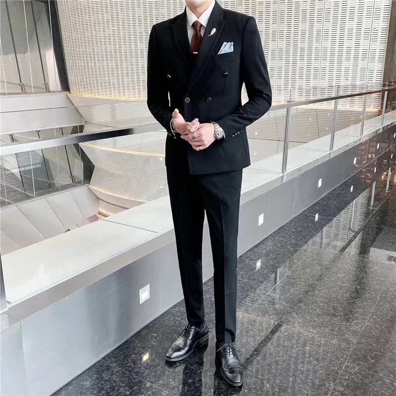 LIONJUMP Zīmola Ikdienas Tērps Vīriešu Trīs-gabalu korejiešu Versija Slim Līgavainis Kāzu Kleitu Moderns Britu Modes 2024. Gadam Komplekti1