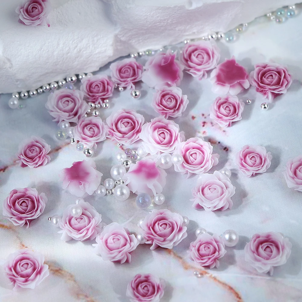 Rozes Dizaina Nail Charm Piederumi Sajauc Pērles Manikīrs Daļa DIY 3D Romantisku Ziedu, Nagu Rotājumi, Piegādes Profesionāļiem3