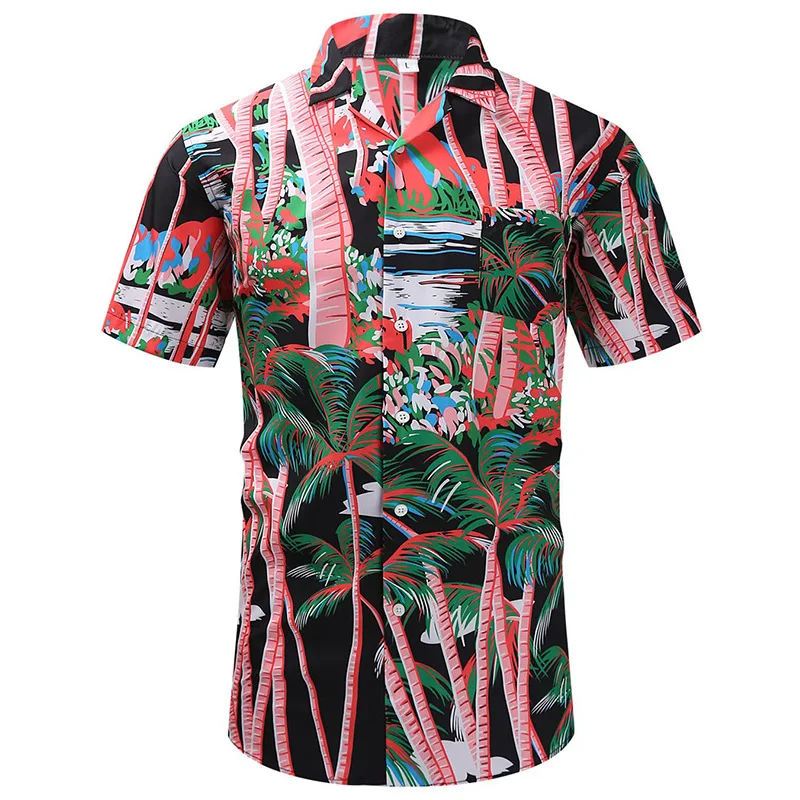 Havaju salu Pludmales Krekls Vīriešu Apģērbu 3D Iespiesti Koka Lapu Modeli Palm y2k Topi, Krekli Vasaras Gadījuma Atloks, Blūze ar Īsām Piedurknēm0