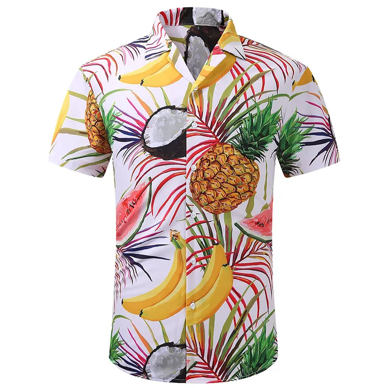 Havaju salu Pludmales Krekls Vīriešu Apģērbu 3D Iespiesti Koka Lapu Modeli Palm y2k Topi, Krekli Vasaras Gadījuma Atloks, Blūze ar Īsām Piedurknēm3