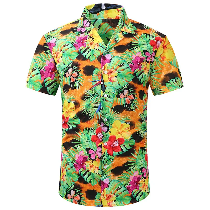 Havaju salu Pludmales Krekls Vīriešu Apģērbu 3D Iespiesti Koka Lapu Modeli Palm y2k Topi, Krekli Vasaras Gadījuma Atloks, Blūze ar Īsām Piedurknēm4
