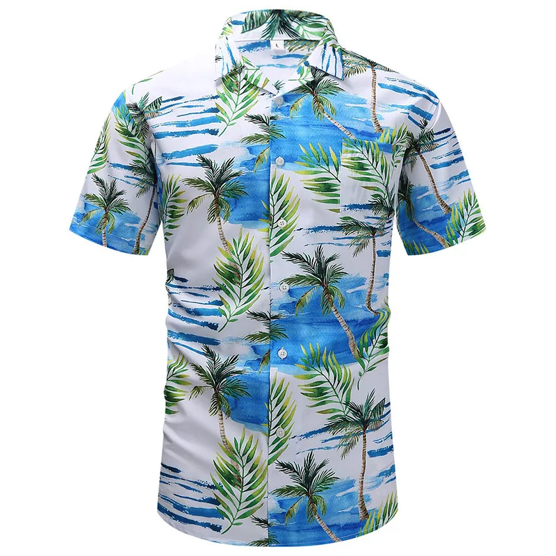 Havaju salu Pludmales Krekls Vīriešu Apģērbu 3D Iespiesti Koka Lapu Modeli Palm y2k Topi, Krekli Vasaras Gadījuma Atloks, Blūze ar Īsām Piedurknēm5