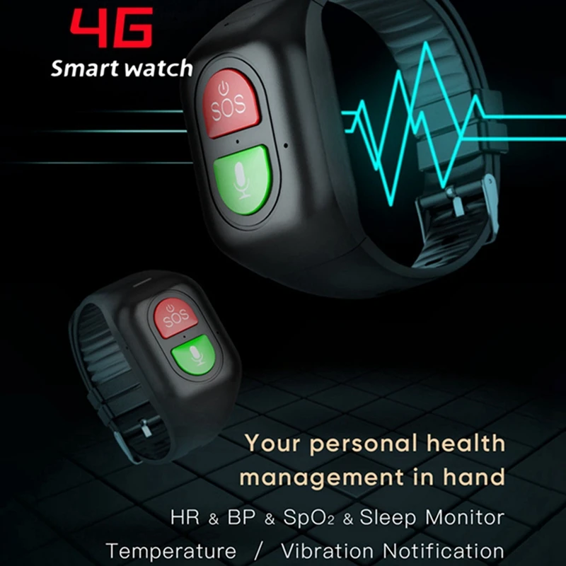 1 Gabals 4G SOS Anti-Klīstot Tracker Sporta Aproce Sirdi Līmenis Asinīs Uzraudzīt Avārijas Signalizācijas GPS Izsekošanas4