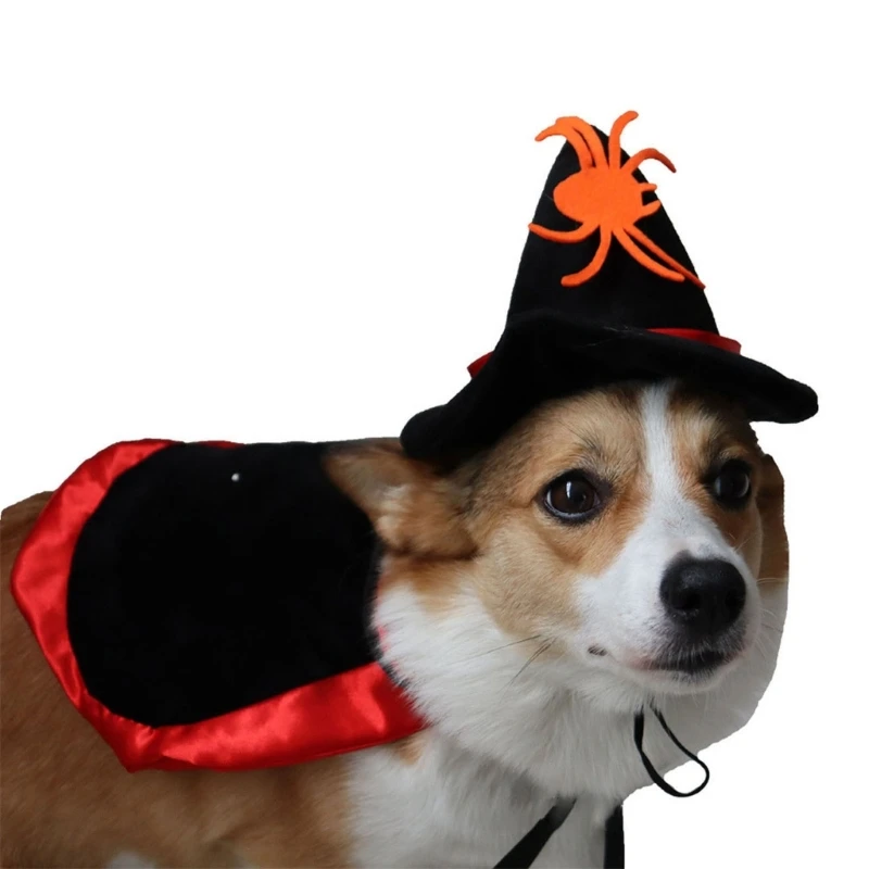 Pet Suņiem Halloween Kostīms, Uzvalks Modes Kaķis Puse Apģērbs Raganu Cepure Jauki Apmetnis4