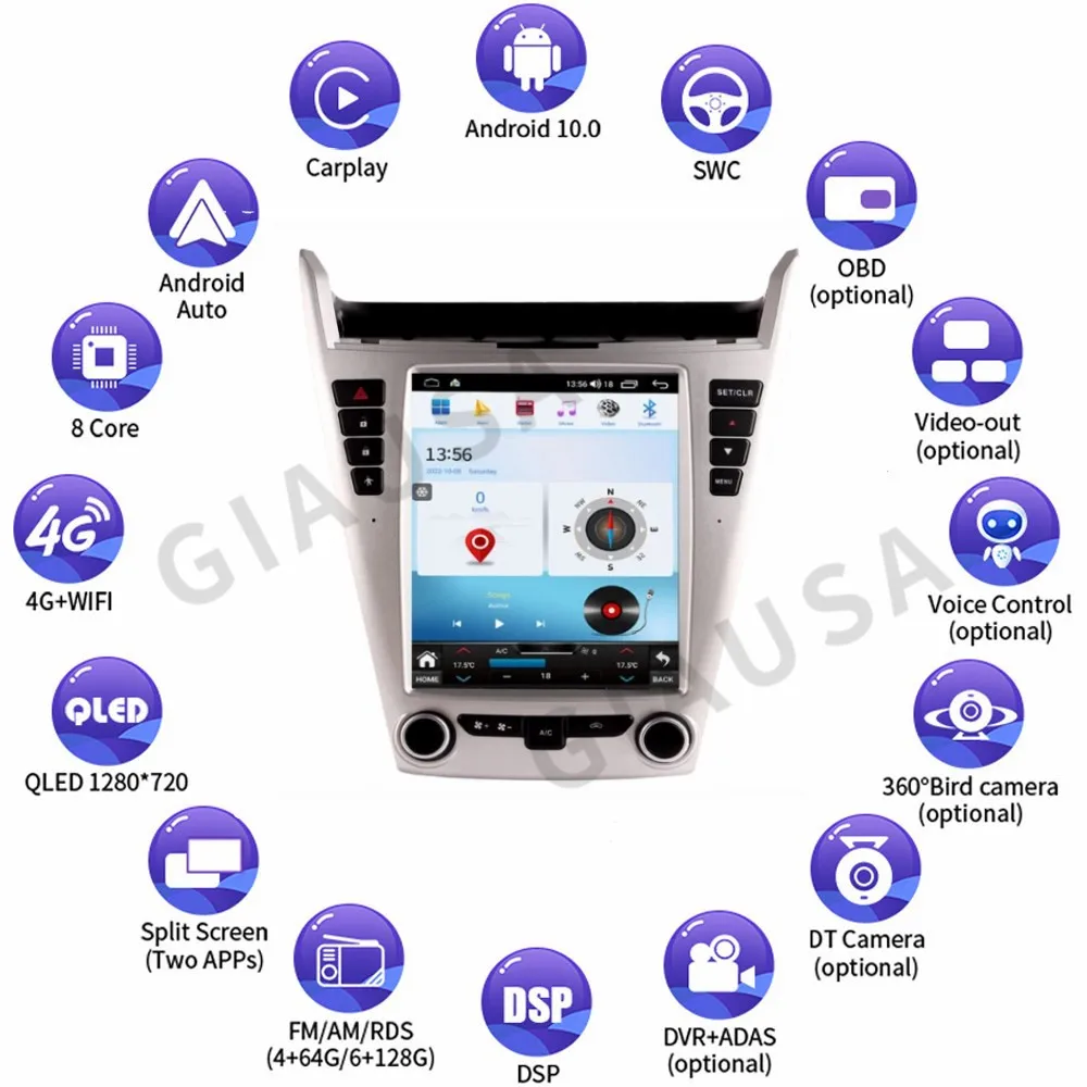 Par Chevrolet Explorer Ekvinokcija 2010-2017 Android 12.0 Auto Radio Auto Multimediju Atskaņotājs, GPS Navigācija Touch Screen Galvas Vienības DSP2