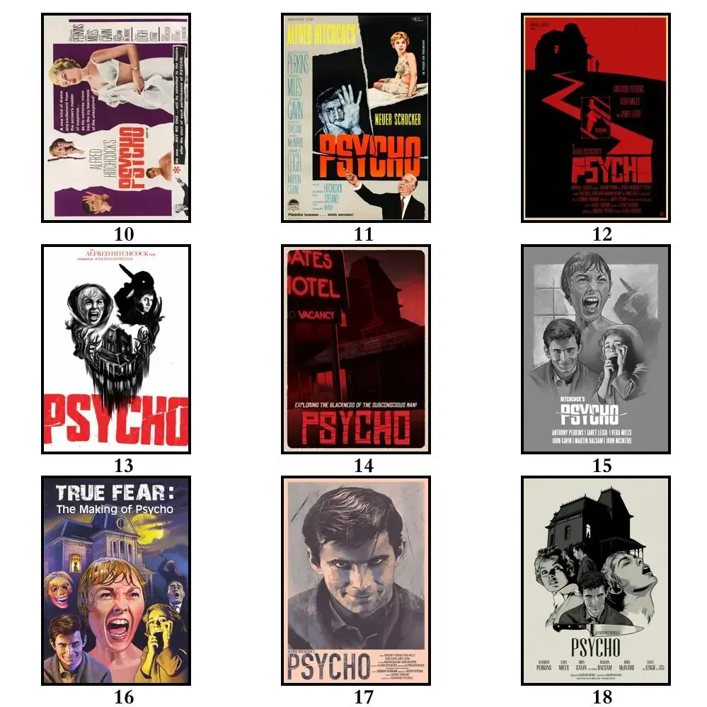 31 Dizainu Hitchcock Filmas Psycho Whitepaper Plakātu Mākslas Homedecal Iedomātā Sienas Uzlīmes, Kafijas Nama Bārā2