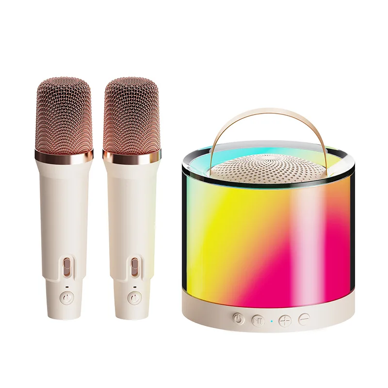 28W Mini Portatīvo Āra Karaoke Bluetooth Skaļrunis Ar Bezvadu Mikrofonu Kartes Subwoofer Caixa De Som Bērnu Dāvanu1