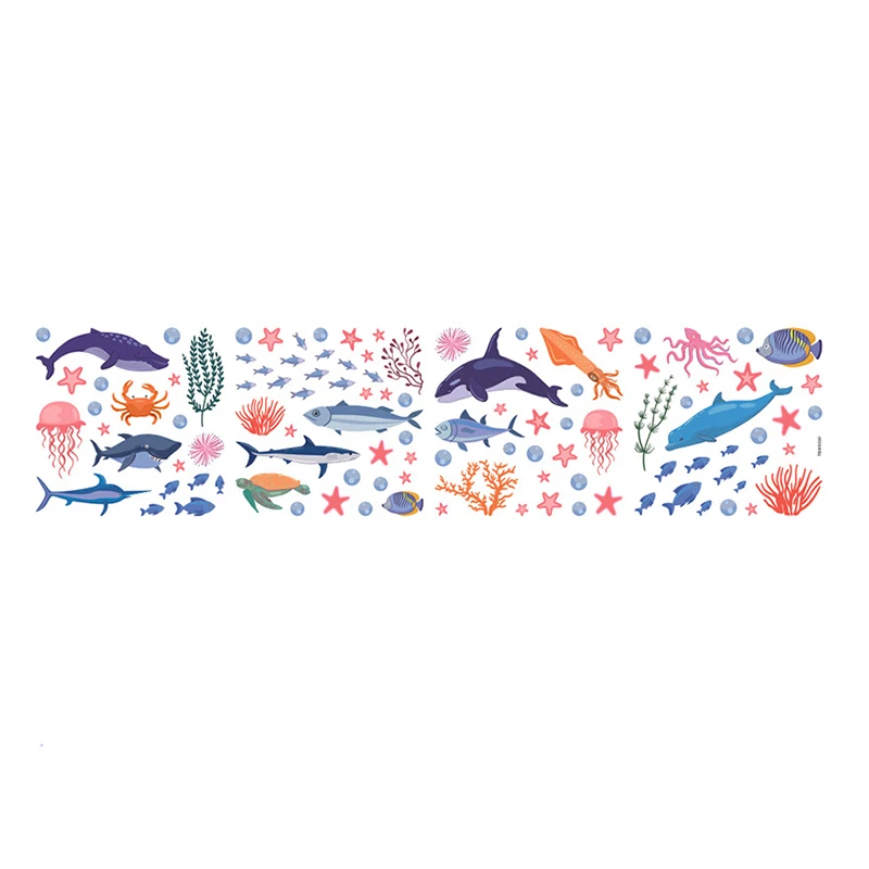 Jūras Pasaule Mizu Un Stick Sienas Uzlīmes Zivis & Jūras Augi PVC Uzlīmes Karikatūra Mājas Logu, Sienu Mākslas Bērnistaba Vannas istaba GDeals3