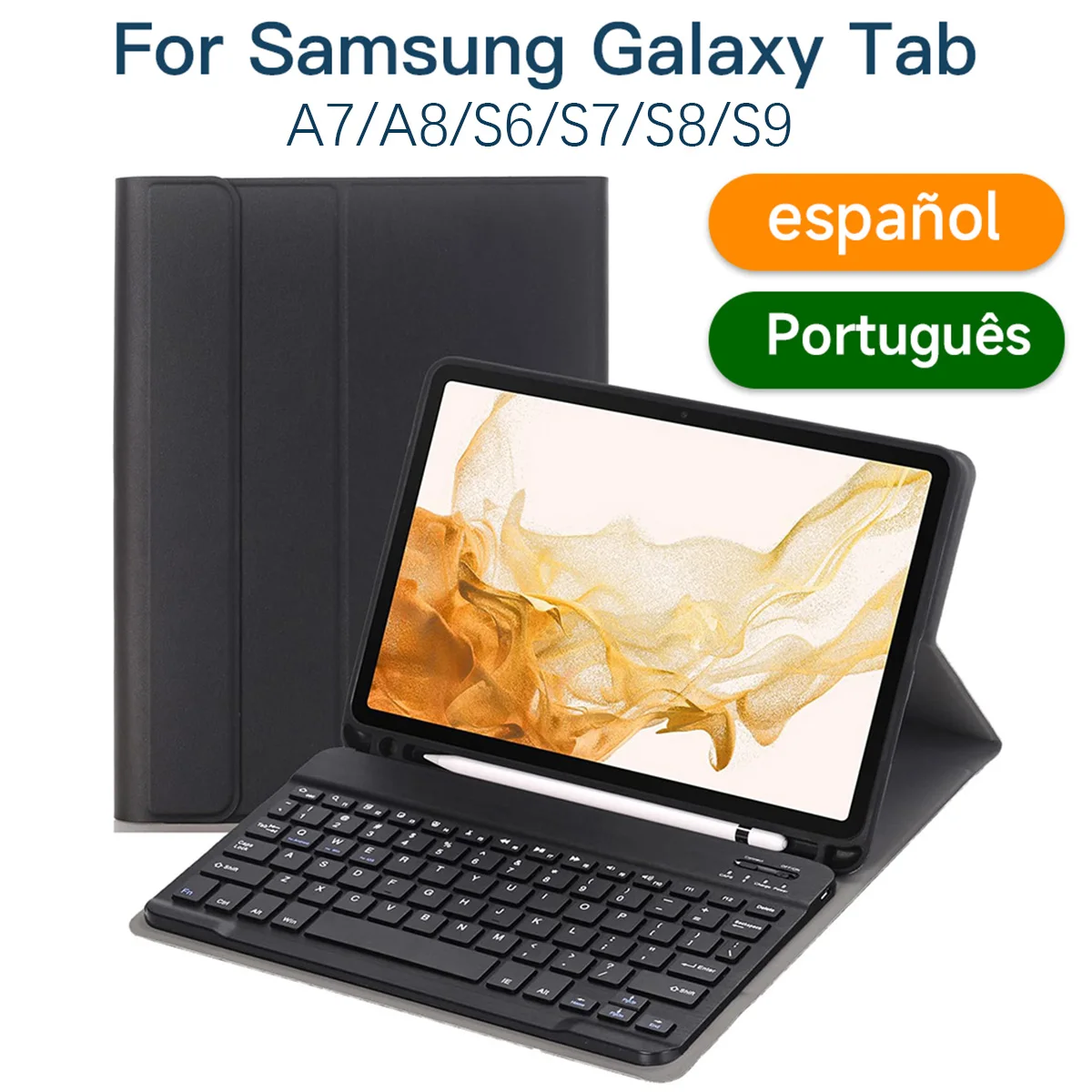 Case for Samsung Galaxy Tab S9 S9 Plus Bluetooth Klaviatūru Case for Samsung Galaxy Tab S9/S8/S7 Plus Segtu ar Bezvadu Tastatūru0