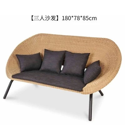 Produkts var tikt pielāgota. Ziemeļvalstu āra sofa atpūtas krēsls rotangpalmas krēsls kombinācija villa pagalms, dārzs, āra2