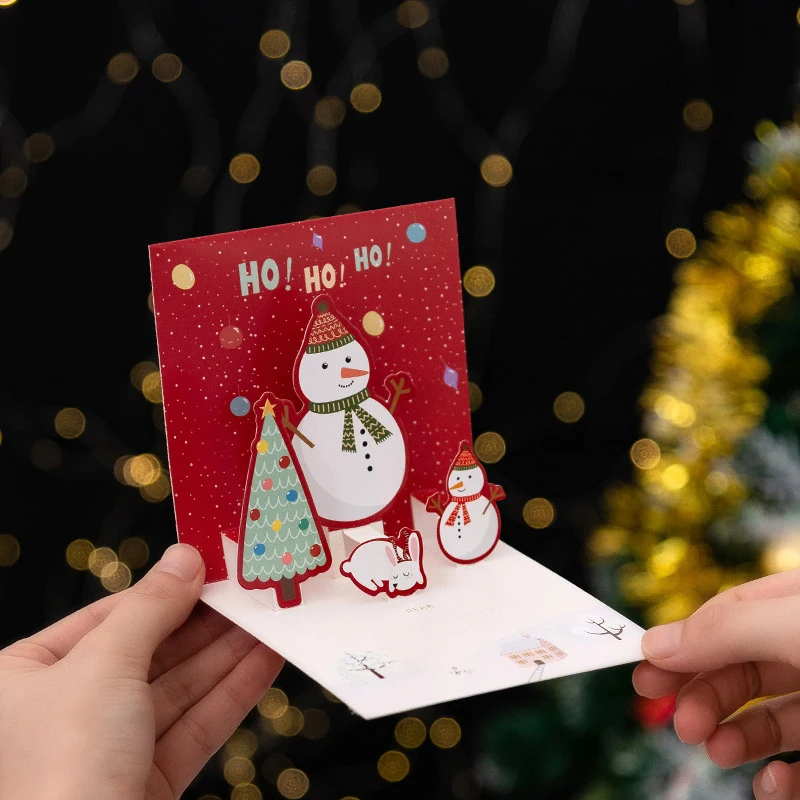 1Set 3D Apsveikuma Kartītes Draugu, Ģimenes Svētību, Pastkartes, Aploksnes Dzimšanas dienas Jauno Gadu Ziemassvētku Dāvanu Kartēm Grupa Krājumi4