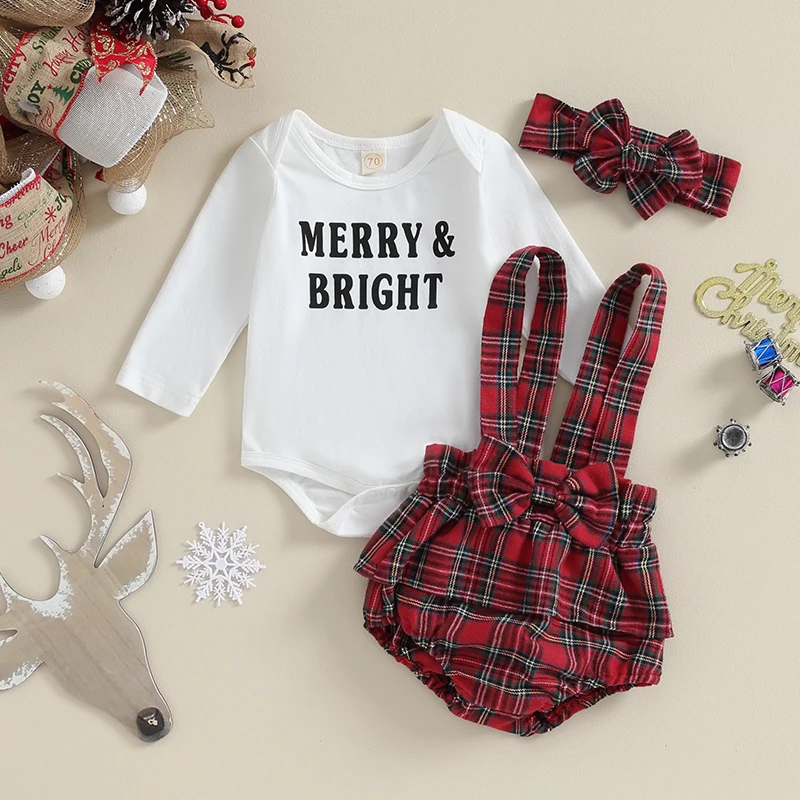 Infant Baby Meitenes, Ziemassvētku Tērpiem, ar garām Piedurknēm Vēstuli Romper ar Zeķu Bikses Galvu Komplekts Jaundzimušo Apģērbi0