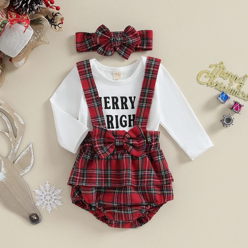 Infant Baby Meitenes, Ziemassvētku Tērpiem, ar garām Piedurknēm Vēstuli Romper ar Zeķu Bikses Galvu Komplekts Jaundzimušo Apģērbi2