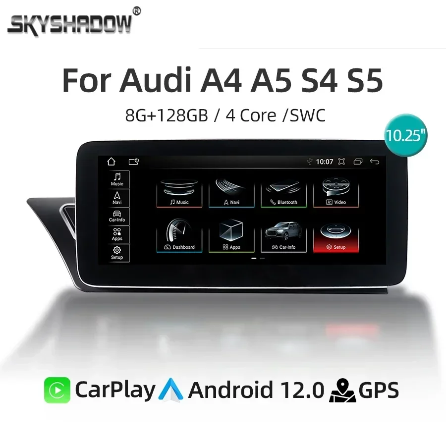Android 12 Sistēmas Auto Ekrāns, Multimediju Atskaņotājs, Audi A4 A5 S4, S5, 2009-2016 GPS Navigācijas Multimediju Stereo 4G WiFi CarPlay0