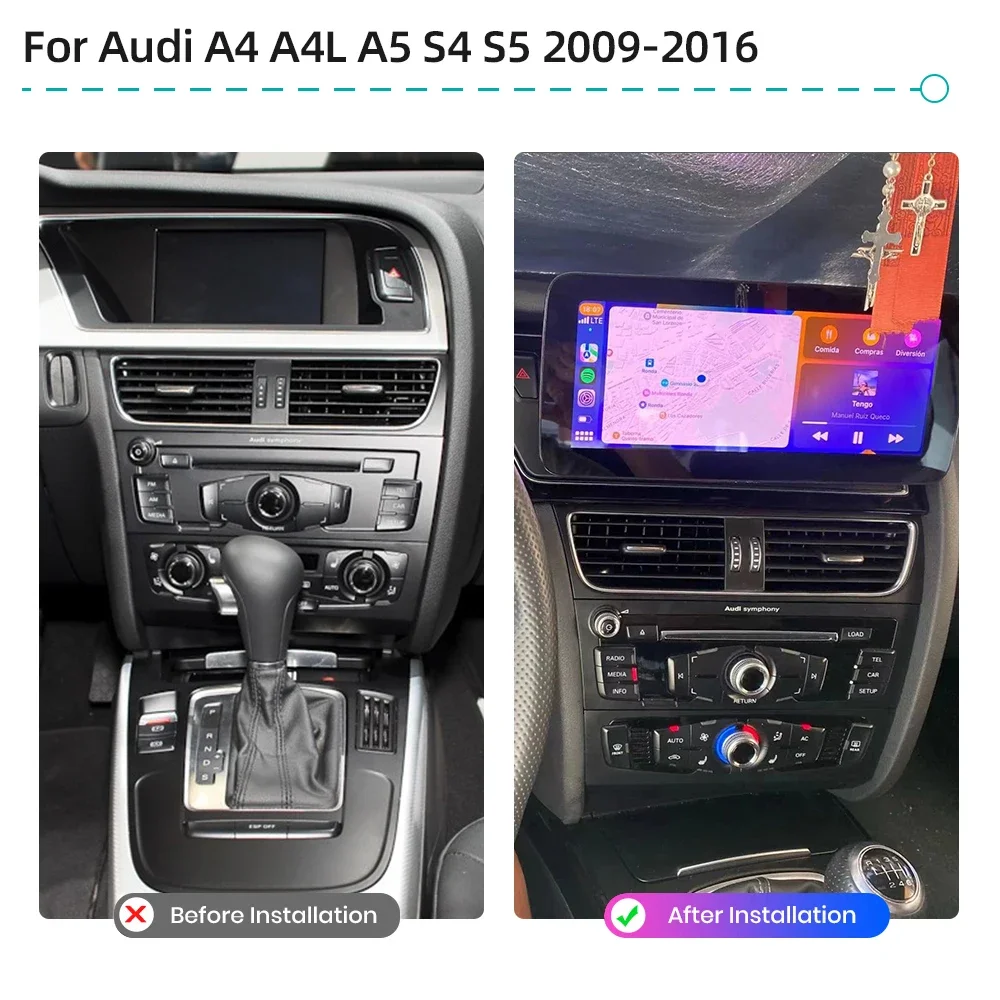 Android 12 Sistēmas Auto Ekrāns, Multimediju Atskaņotājs, Audi A4 A5 S4, S5, 2009-2016 GPS Navigācijas Multimediju Stereo 4G WiFi CarPlay1