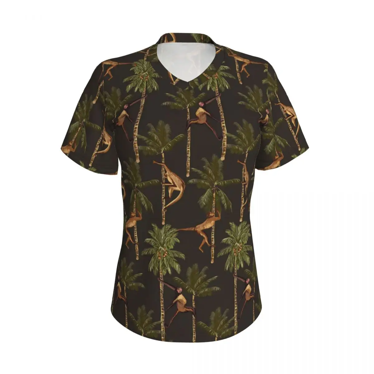 Pērtiķis Print T-Krekls Palmu Koki Harajuku T Krekli Dāmas V Kakla Ielu Stilu, T 2024 Vasaras Īstermiņa Piedurknēm Dizains Top Tees3
