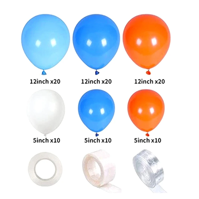 93PCS Premium Lateksa Zilā, Oranžā Un Baltā Puse, Balonu Komplektu, Dzimšanas dienām Viegli Izmantot4