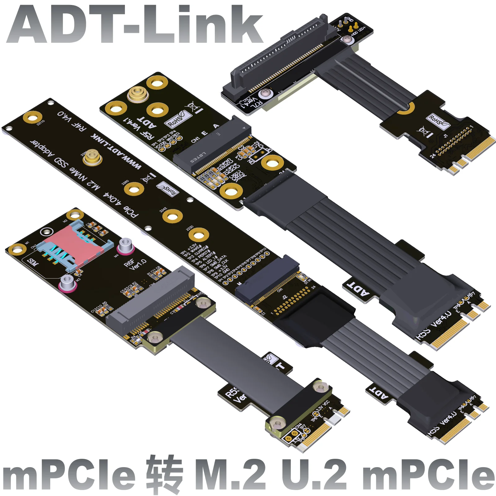 VDA pagarinātāja Kabeli Izmanto M. 2 NVMe U. 2 SSD Mini-PCIeM.2 WiFi Konversijas E taustiņu A.0