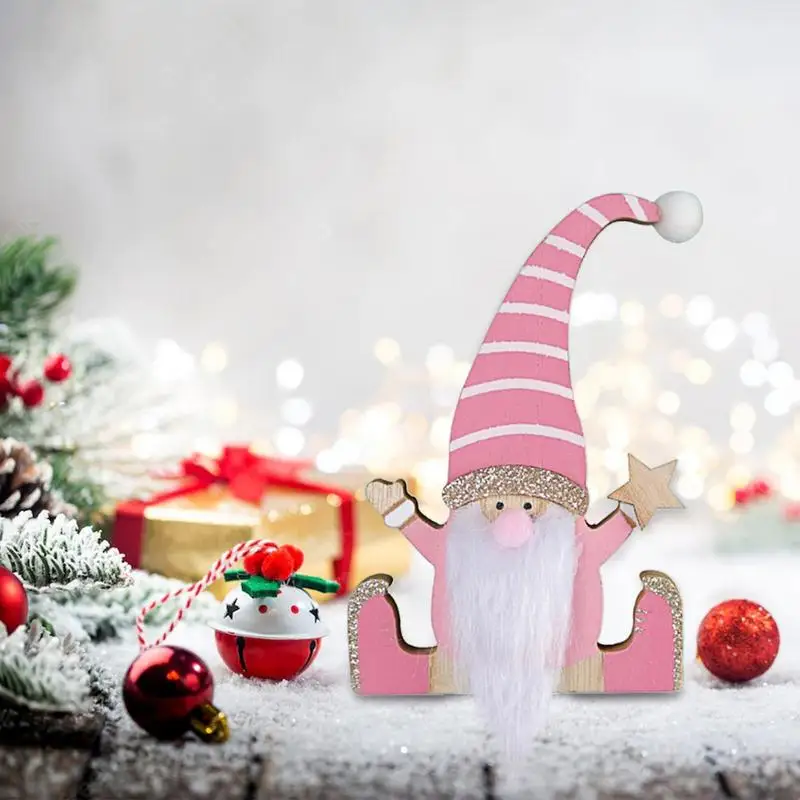 Ziemassvētku Vecītis, Rūķis Koka Rotājumi Ziemassvētku Vecītis, Koka Apdares Rotājumu Portatīvie Koka Pakārt Amatniecības Gnome Elf Puse3
