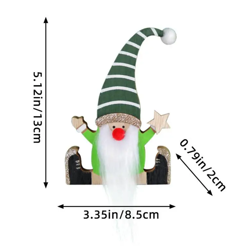 Ziemassvētku Vecītis, Rūķis Koka Rotājumi Ziemassvētku Vecītis, Koka Apdares Rotājumu Portatīvie Koka Pakārt Amatniecības Gnome Elf Puse5