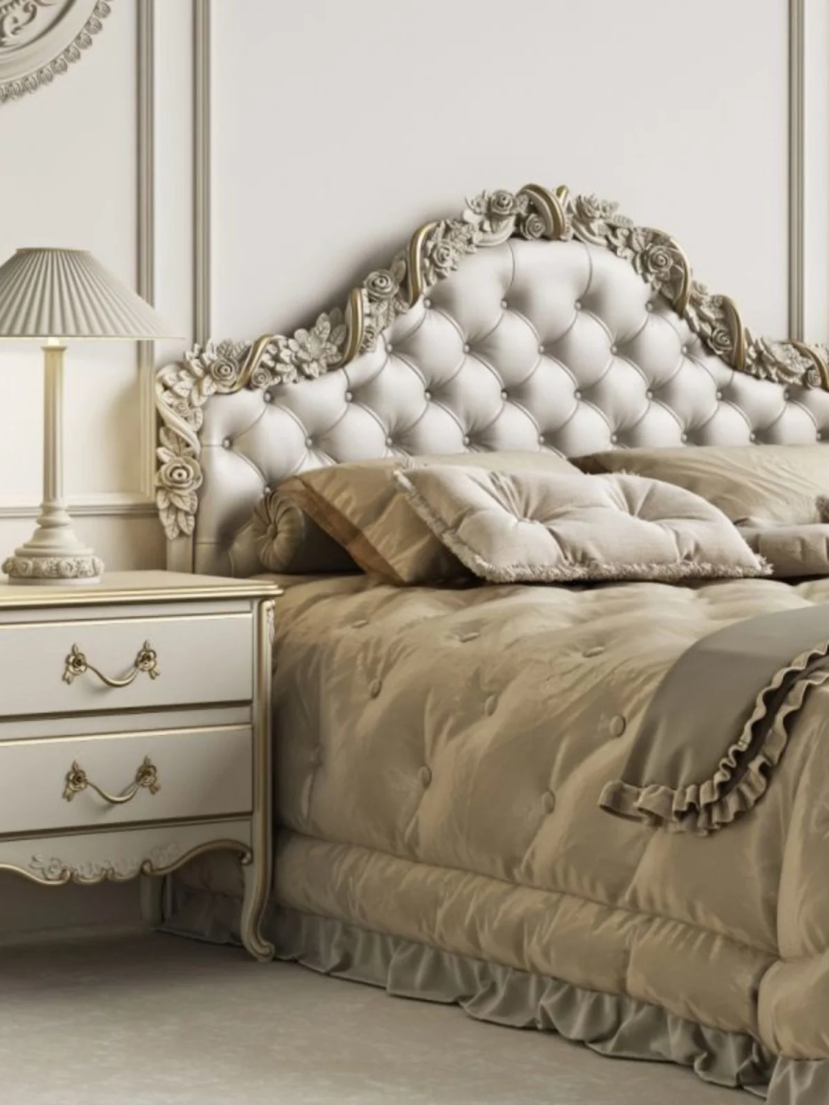 Franču cieta koka griešanai mūsdienu vienkārši pils gulta high-end gaismas luksusa divvietīgu gultu2
