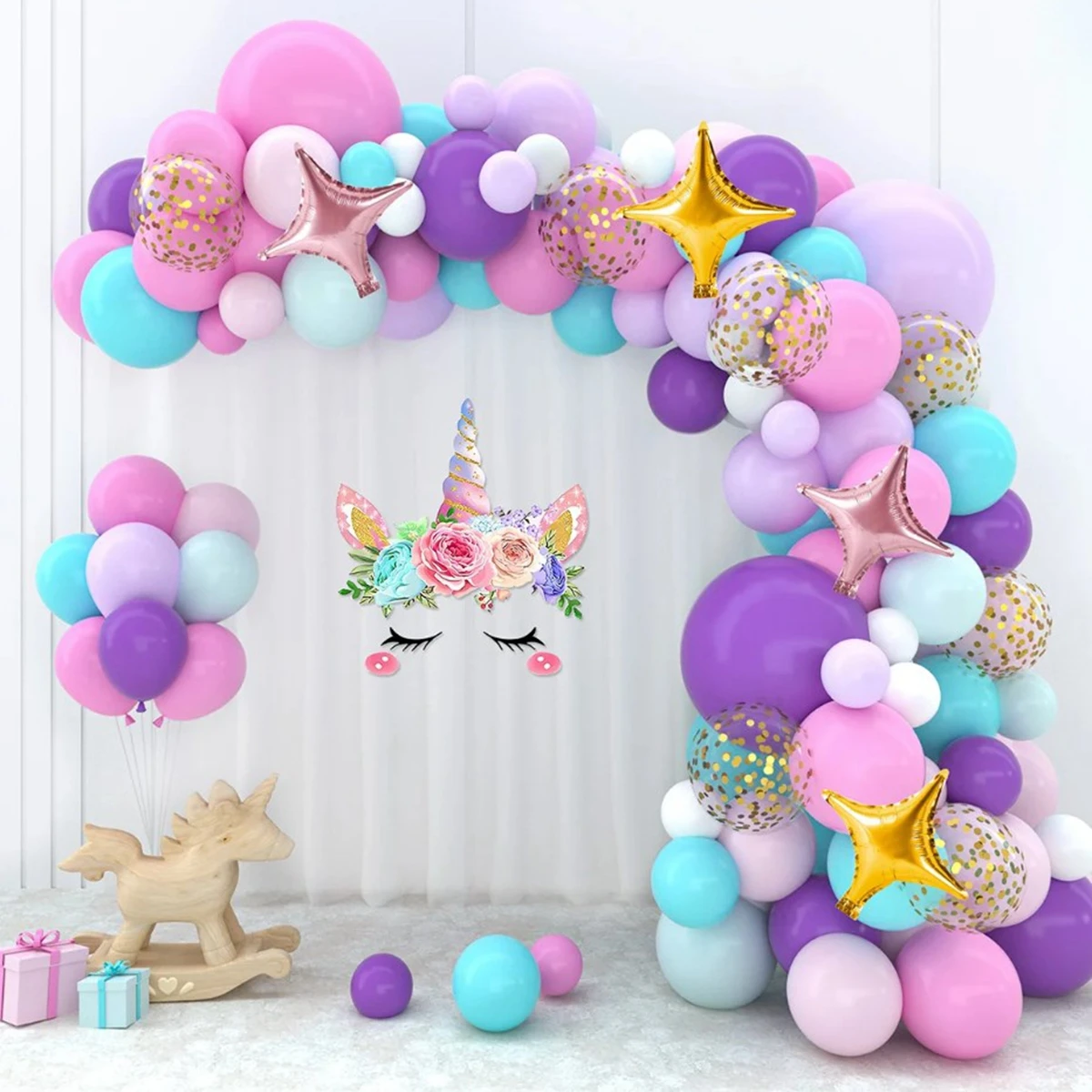 Unicorn Baloni Vainags Arku Komplekts Konfeti Lateksa Baloni, Kāzas, Dzimšanas Dienas Svinības Apdare Bērniem, Baby Dušas Meitene Dekoru Ballon1