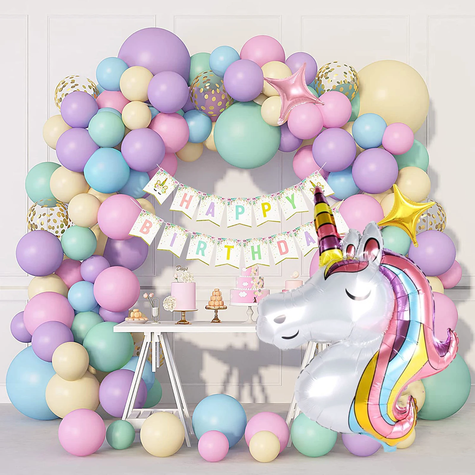 Unicorn Baloni Vainags Arku Komplekts Konfeti Lateksa Baloni, Kāzas, Dzimšanas Dienas Svinības Apdare Bērniem, Baby Dušas Meitene Dekoru Ballon2