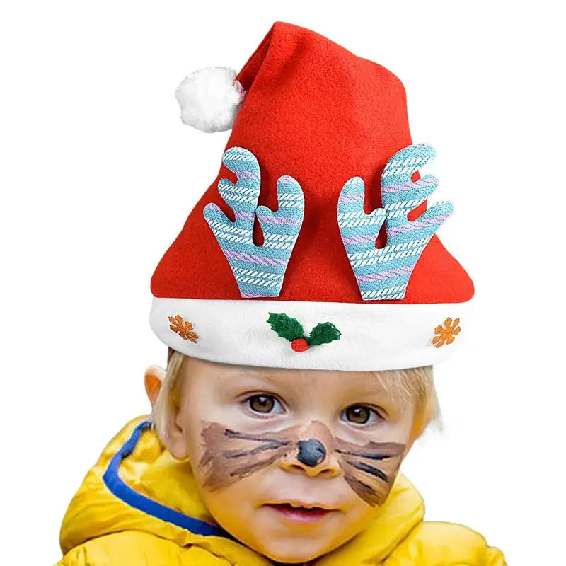 Santa Hat Bērniem Pūkains Brīvdienu Cepure ar Karikatūra Patteren Ragi Jauno Gadu Gudrs Pieaugušajiem CapNavidad Noel Ziemassvētki Apdare 20245