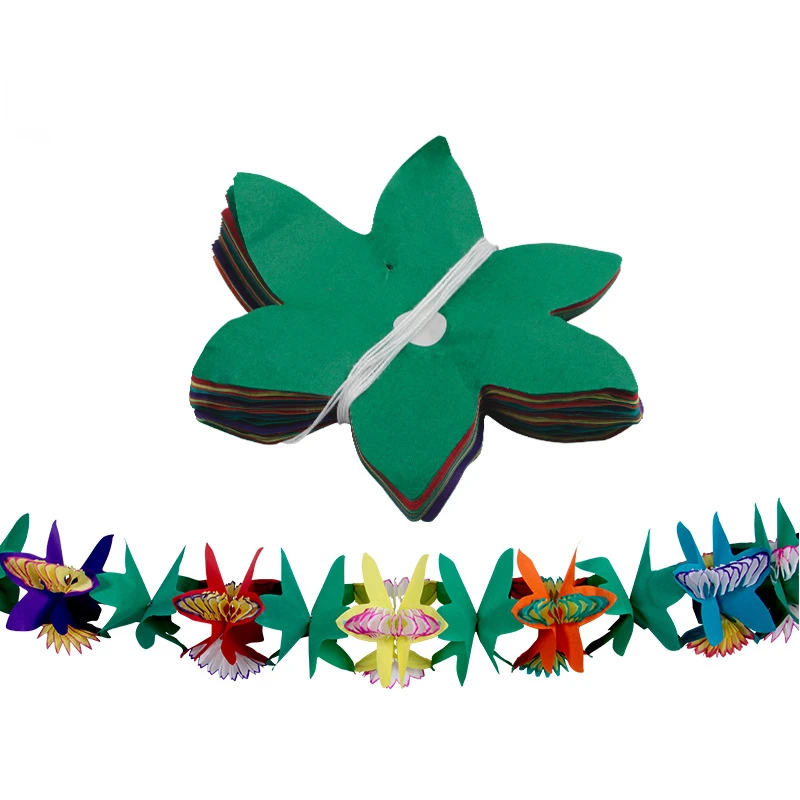 Brīvdienu Grupa Skatuves Izkārtojums Fona Sienu Apdare Krāsains Svītru Havaju Piecstūru Papīra Latte Art Karogs Banner 3M vainags2