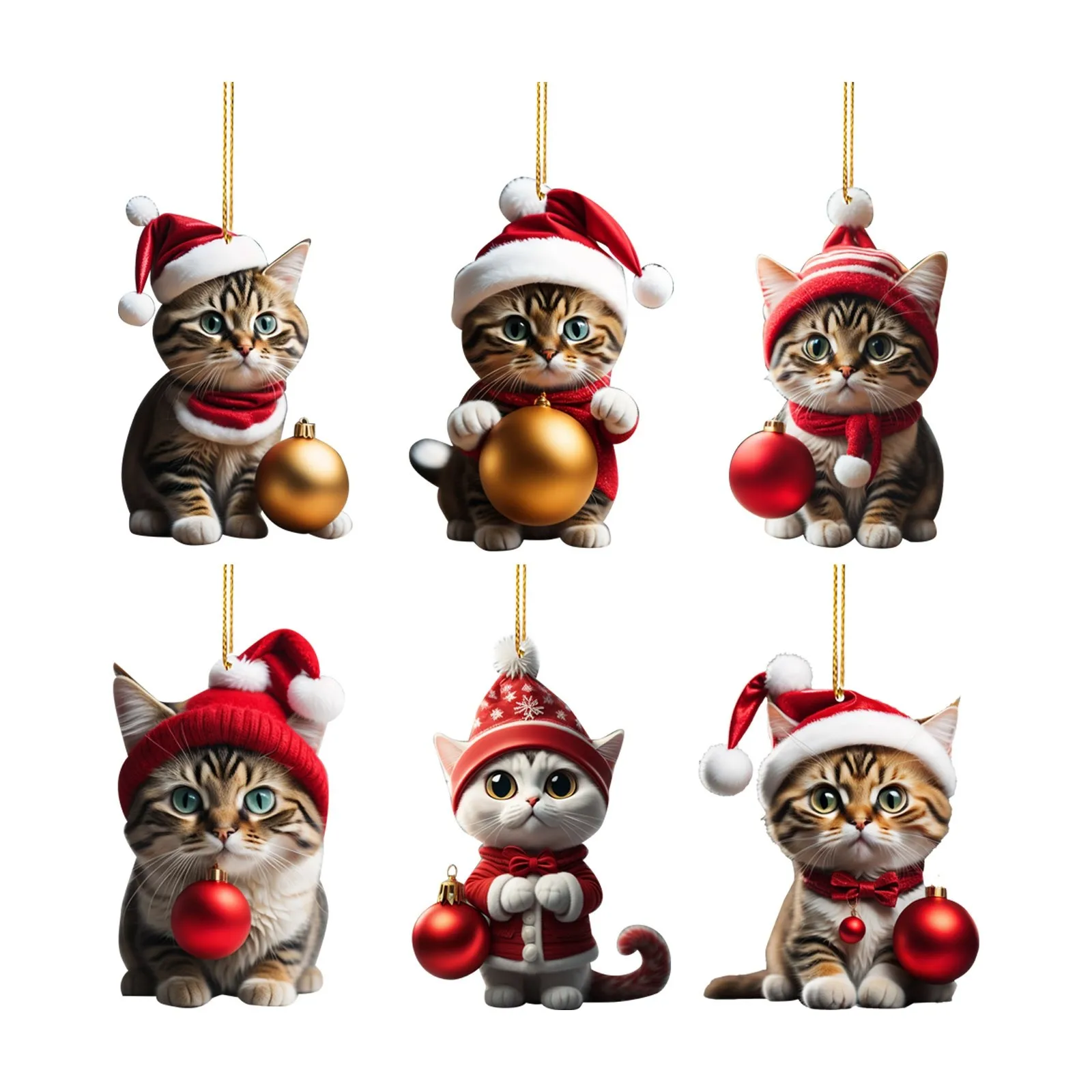 2D Akrila Ziemassvētku Kaķis Rotājumi Ziemassvētku Eglītes Piekārtiem Rotājumi Kulons Gudrs Dubultās Drukas Ziemassvētku Dekori Jauns Gads, 20240