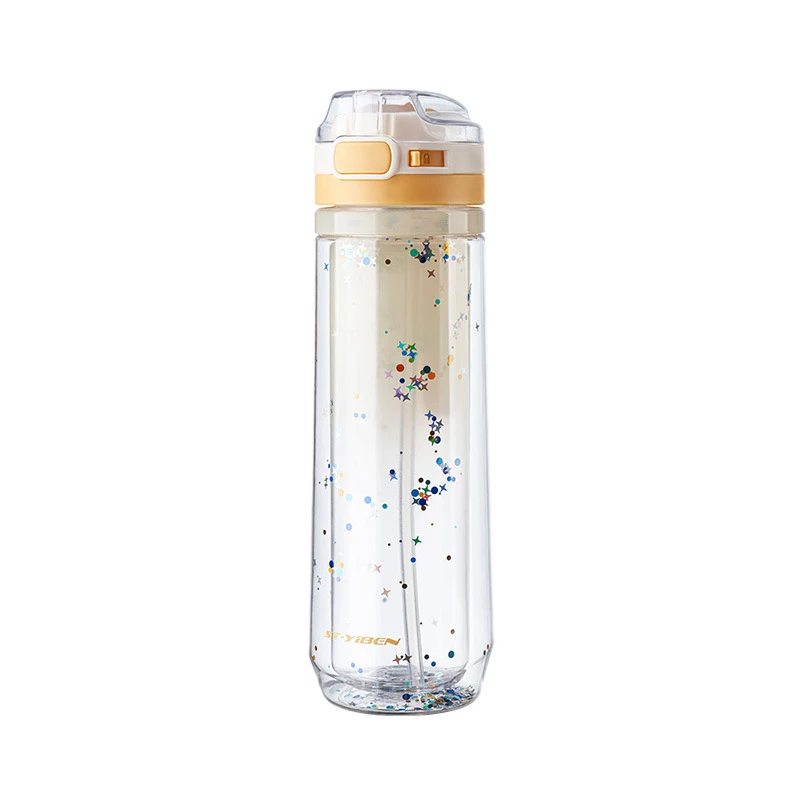 430ML Portatīvo Ūdens Pudele ar Vizuļi Dubultā Slāņa Izolācijas BPA Free Plastmasas Ūdens Kausa Leakrproof Dzeramā Pudele5
