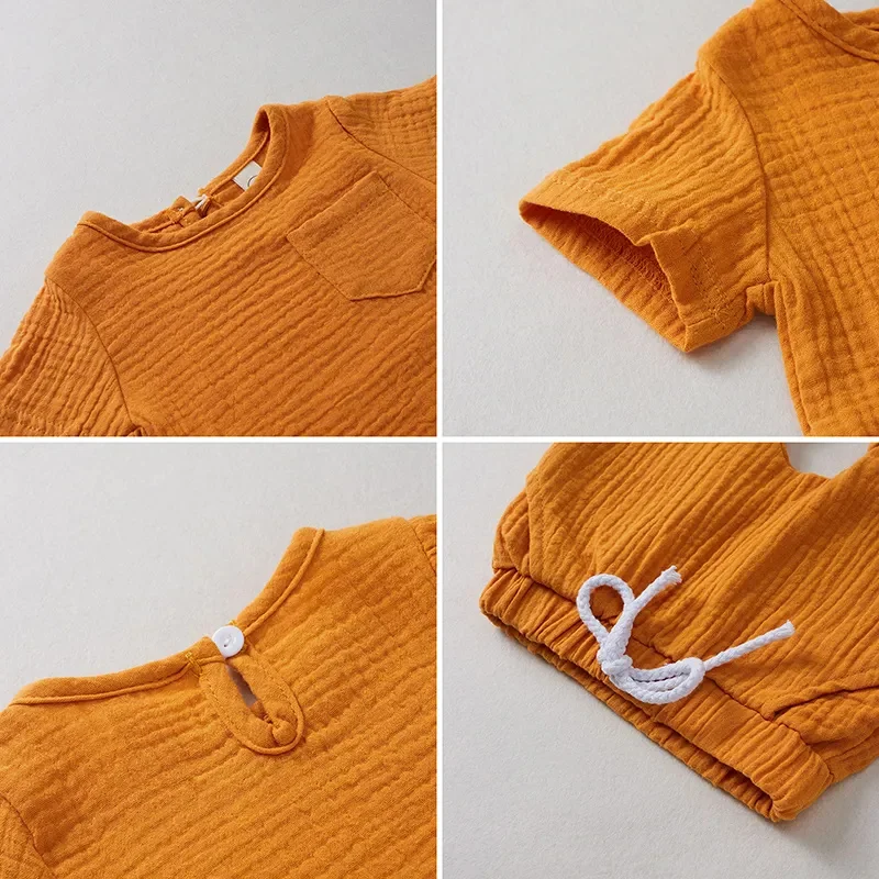 2023 Vasaras Bērnu Apģērbu 2 Gabals Komplekti Kabatas Zēnu T-krekls Elastīgs Viduklis Siksniņa Bikses Bērniem, Loungewear Meitene1