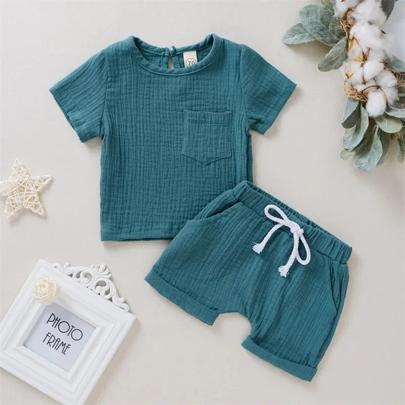 2023 Vasaras Bērnu Apģērbu 2 Gabals Komplekti Kabatas Zēnu T-krekls Elastīgs Viduklis Siksniņa Bikses Bērniem, Loungewear Meitene3