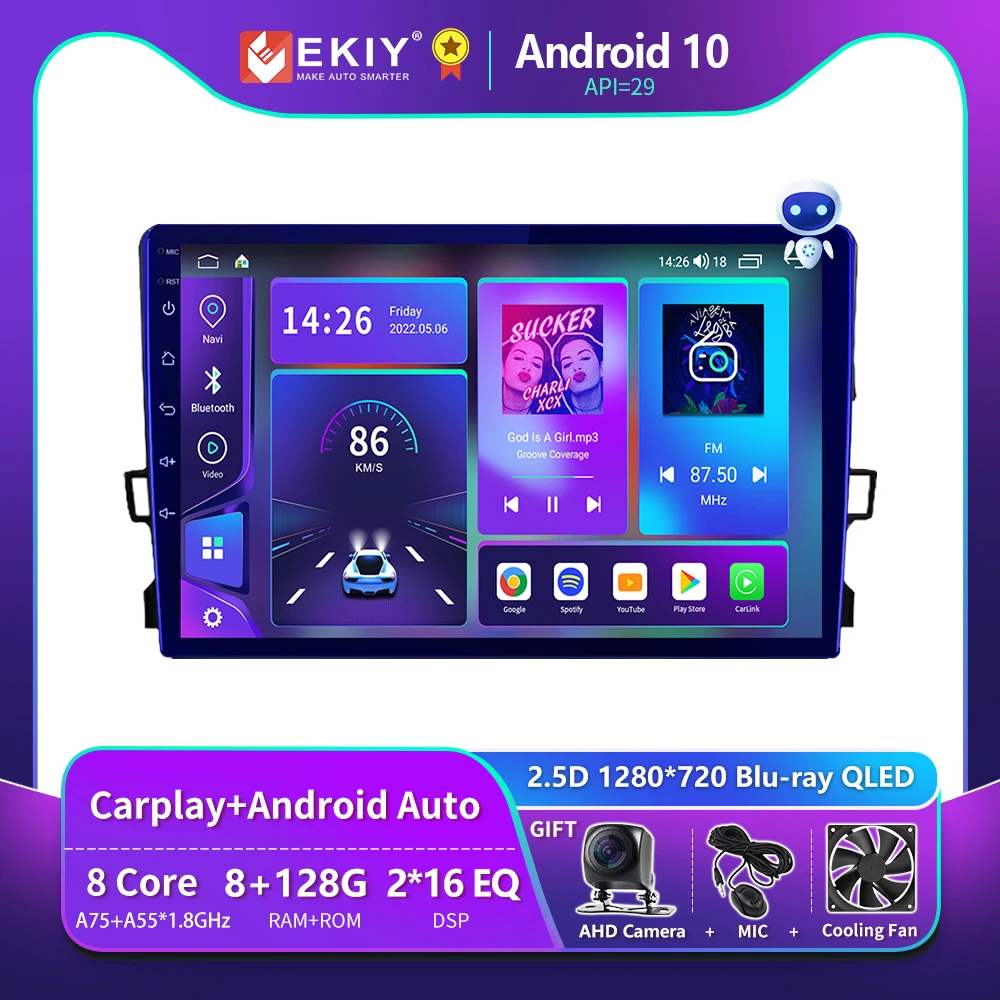 EKIY T900 QLED Android Toyota Auris E150 2006 -2012 CarPlay Radio Stereo Multivides Video Atskaņotājs, GPS Navigācijas ir 2 Din DVD0