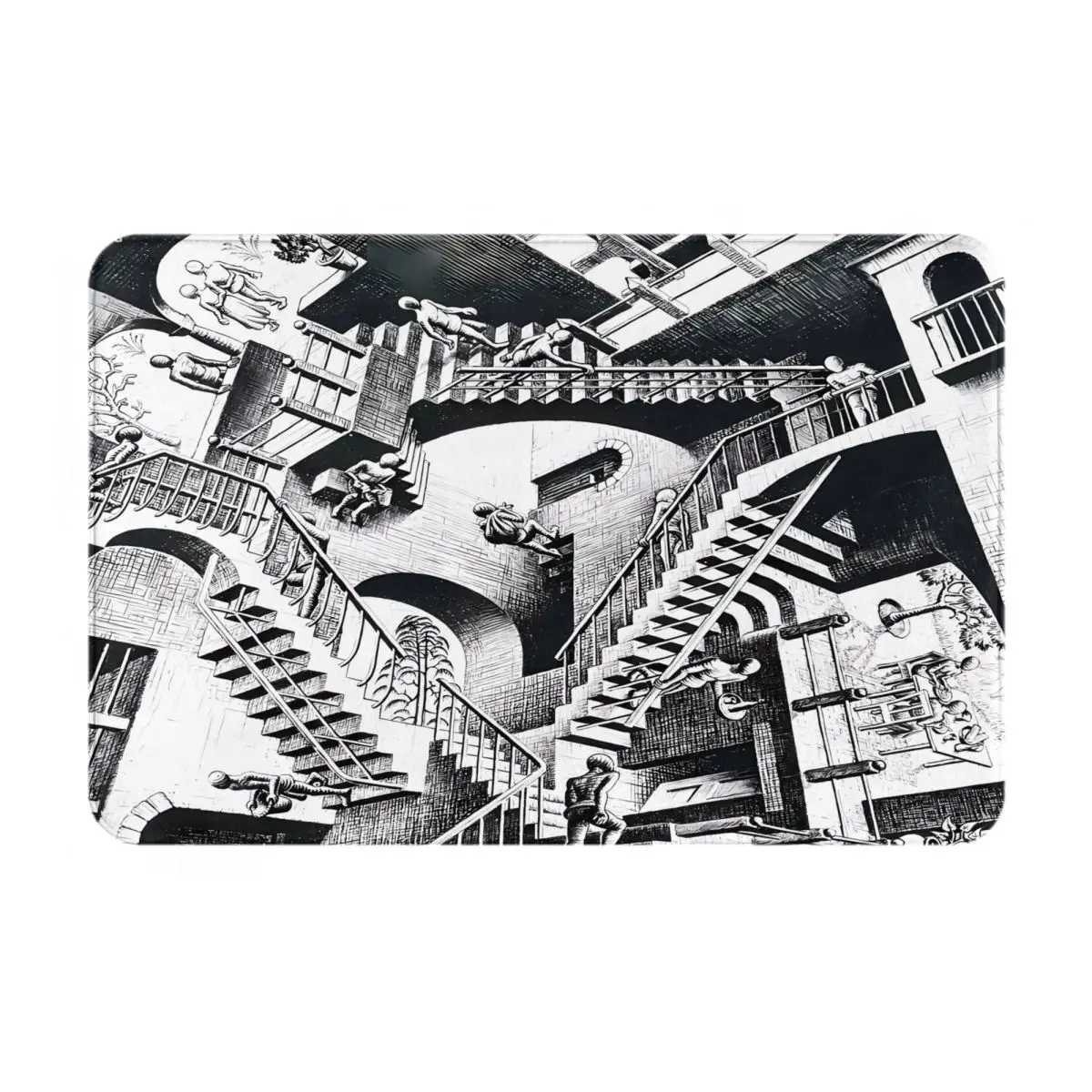 Escher Kāpņu Paklāju Paklāju, Modes Tumši Zaļš Paklājs Paklāju, Vinila, Pvc, Jogas Paklājs0