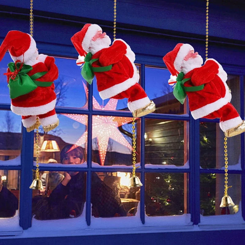 Elektriskā Kāpšana Santa Ziemassvētku Rotājumu Uz Virvju Kāpnes Ziemassvētku Eglīte Iekštelpu Āra Karājas Ziemassvētku Radošā Apdare2
