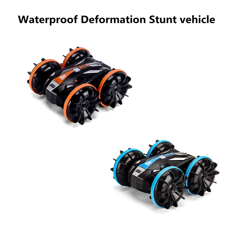 2-in-1 Ūdens Un Zemes RC Transportlīdzekļa Triks Auto Ūdensizturīgs Double-Sided Darbojas Dziesmu 360 Pagriezt Desanta Rc Auto Rotaļlietas Bērniem0