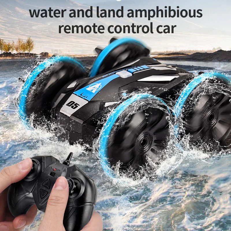 2-in-1 Ūdens Un Zemes RC Transportlīdzekļa Triks Auto Ūdensizturīgs Double-Sided Darbojas Dziesmu 360 Pagriezt Desanta Rc Auto Rotaļlietas Bērniem1