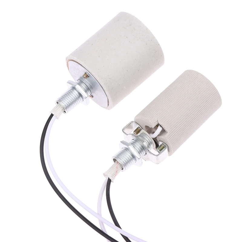 LED Gaismas Keramikas Skrūvi karstumizturīgs Adapteris Lietošanai Mājas apstākļos Ligzdas Apaļā Par E14 Spuldze Bāze E27 Lampas Turētājs Ar Kabeli1