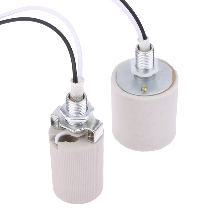 LED Gaismas Keramikas Skrūvi karstumizturīgs Adapteris Lietošanai Mājas apstākļos Ligzdas Apaļā Par E14 Spuldze Bāze E27 Lampas Turētājs Ar Kabeli3