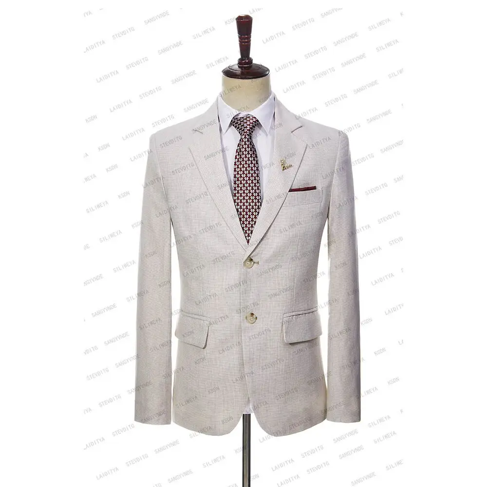 Luksusa Vīriešu Uzvalku Kāzu 2023 Gaiši Haki Vienu Krūtīm, Oficiālas Uzņēmējdarbības Jaka Slim divdaļīgs Kostīms (Jaka+Bikses)1