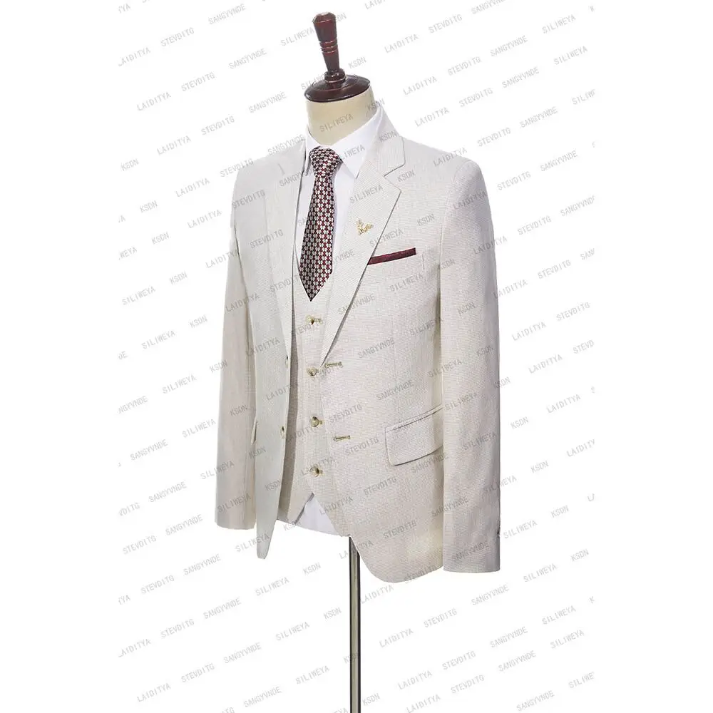 Luksusa Vīriešu Uzvalku Kāzu 2023 Gaiši Haki Vienu Krūtīm, Oficiālas Uzņēmējdarbības Jaka Slim divdaļīgs Kostīms (Jaka+Bikses)2