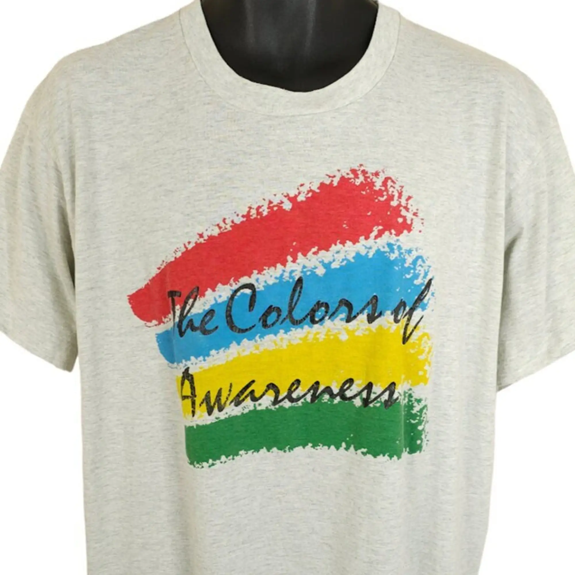 Krāsas Izpratni T Krekls Vintage 90. gadu Mākslas Varavīksnes ražots ASV Mens Izmērs XL0