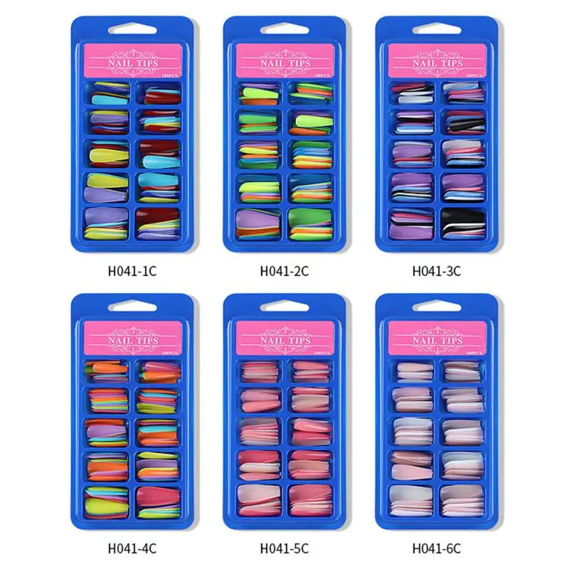 Mazo Blue Box Nagu Uzlīmes Manikīra Līdzekļi Nagu Tabletes Multi Krāsu Viltus Nagus Baleta Nagu Ilgi Stils1