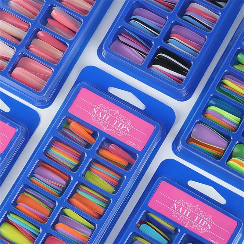 Mazo Blue Box Nagu Uzlīmes Manikīra Līdzekļi Nagu Tabletes Multi Krāsu Viltus Nagus Baleta Nagu Ilgi Stils2